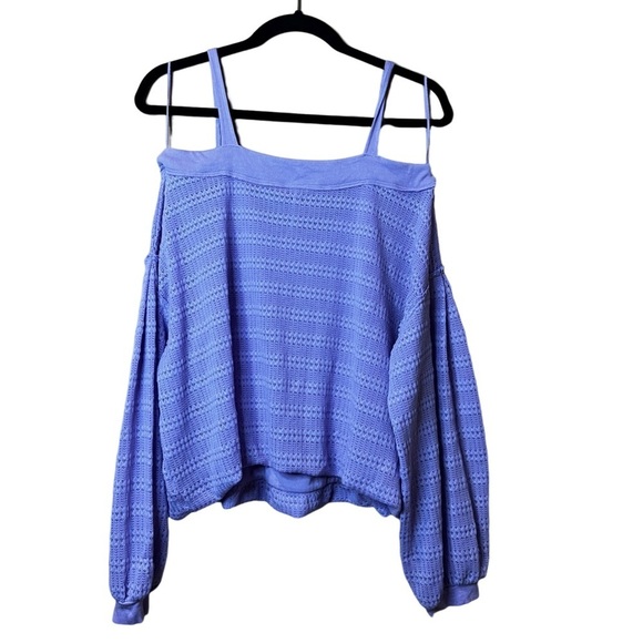Free People Sistine Hacci Purple Off the Shoulder Sweater Size M - Picture 5 of 6